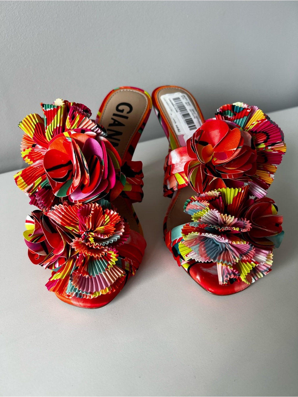 Ganni Red Multicolor Floral Heeled Sandals - Picture 7 of 9